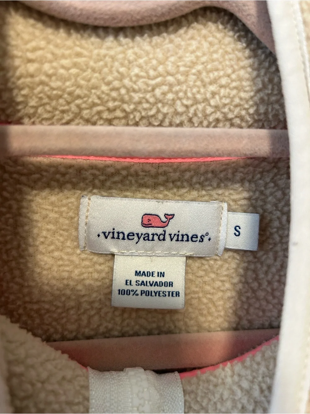 Vineyard Vines Beige/Tan Fleece Vest with White Chest Pocket